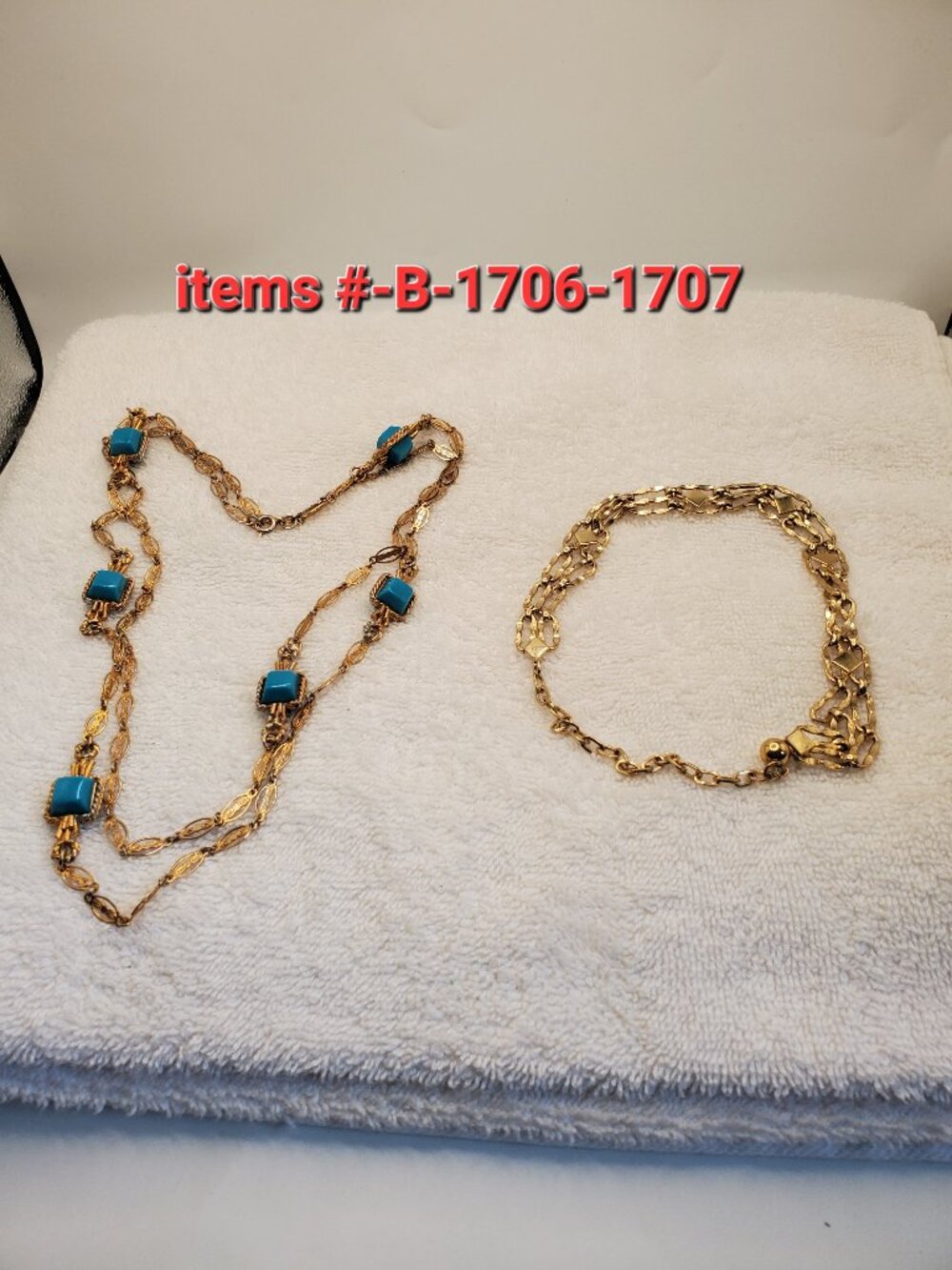 2 Gold Chain design Necklaces, items # B-1706- 1707, wt. 70 grams.